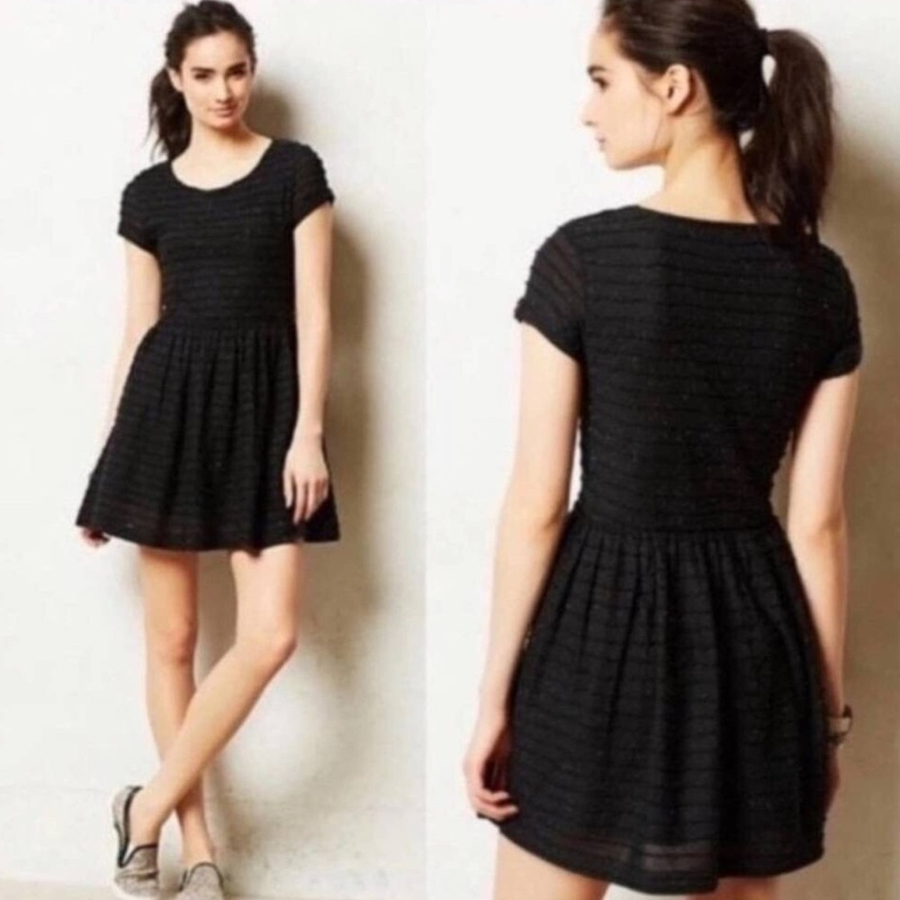 Anthropologie Yumi Kim Black Confetti Knit Shirt Dress Sz M